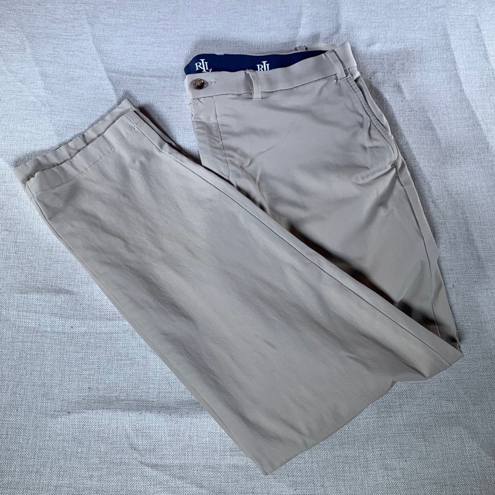 Lauren Ralph Lauren Mens Khaki Chino Pants Tan Stretch Straight‎ Leg 38x31